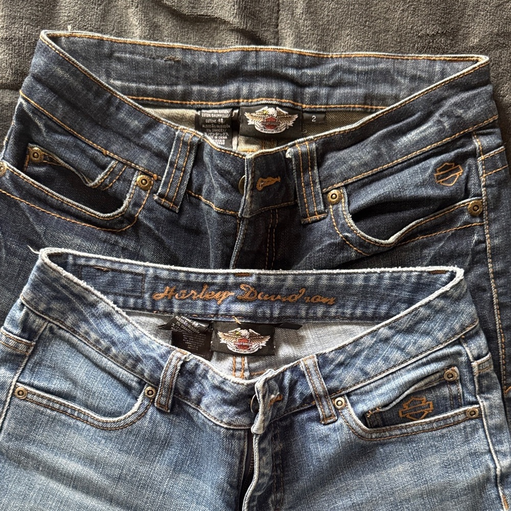 (2) Harley-Davidson Women's Dark and Light Blue Jeans